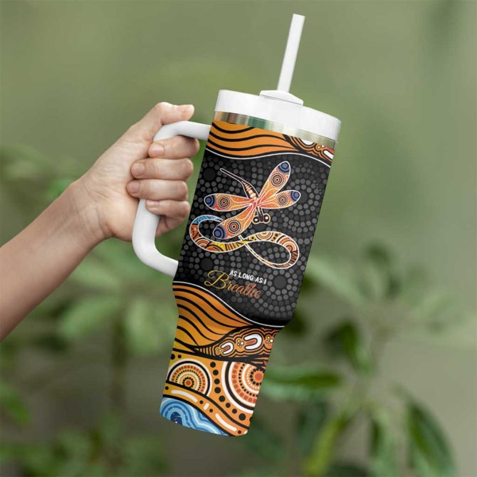 Aboriginal Dragonfly As Long As I Breathe You #8217;Ll Be Remembered Custom Stanley Quencher 40Oz Stainless Steel Tumbler With Handle - Image 4