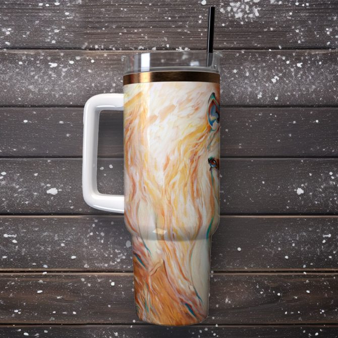 Abstract Horse Artwork Custom Stanley Quencher 40Oz Stainless Steel Tumbler With Handle - Image 2