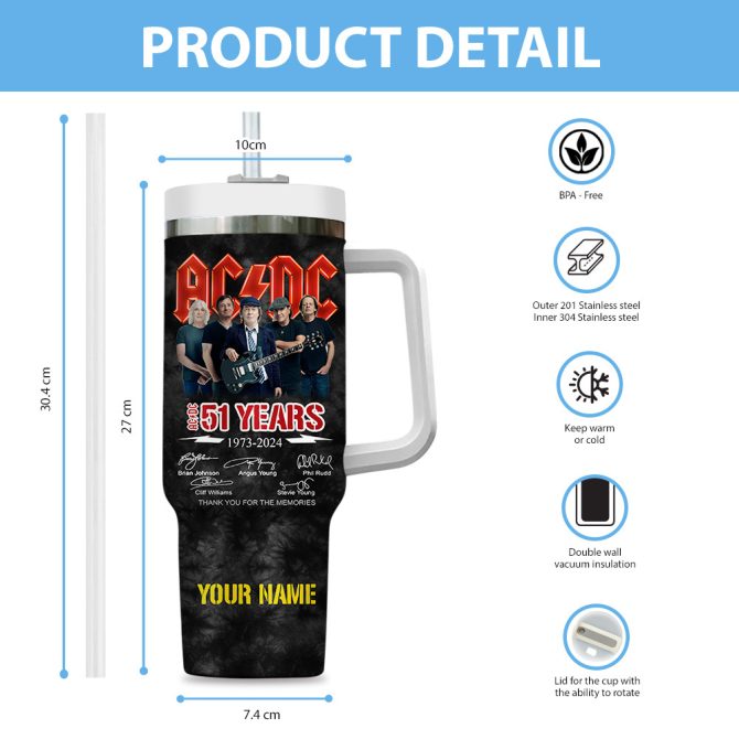 Ac/Dc Music Custom Stanley Quencher 40Oz Stainless Steel Tumbler - Image 5