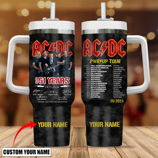 Ac/Dc Music Custom Stanley Quencher 40Oz Stainless Steel Tumbler