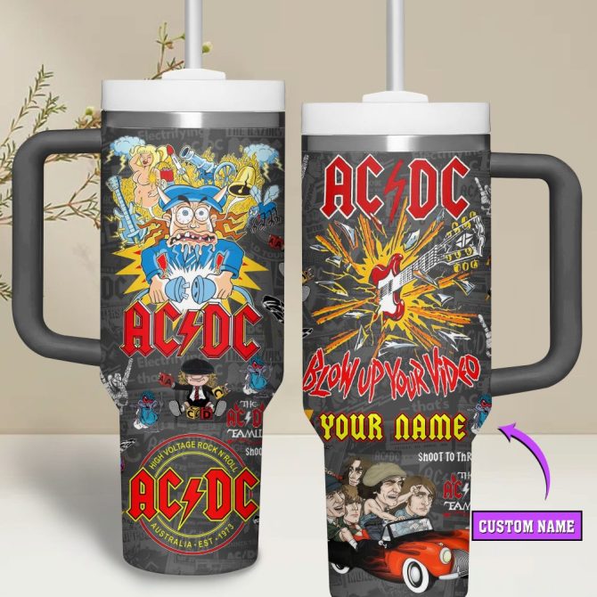 Ac/Dc Music Custom Stanley Quencher 40Oz Stainless Steel Tumbler