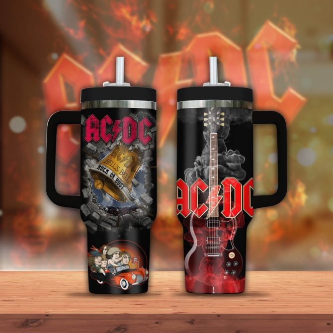 Ac/Dc Music Custom Stanley Quencher 40Oz Stainless Steel Tumbler