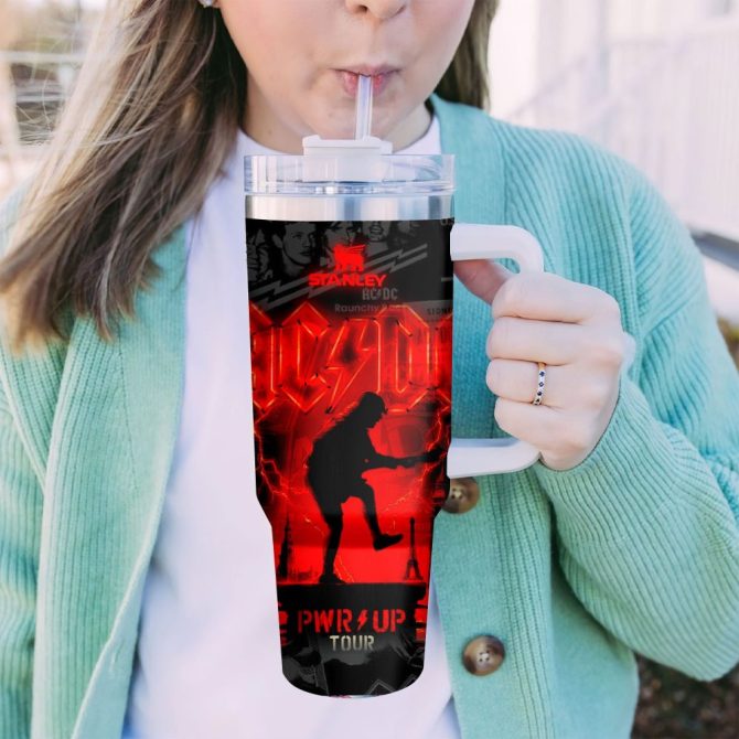 Ac/Dc Music Custom Stanley Quencher 40Oz Stainless Steel Tumbler With Handle - Image 4