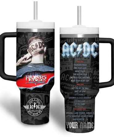 Ac/Dc Music Custom Stanley Quencher 40Oz Stainless Steel Tumbler With Handle