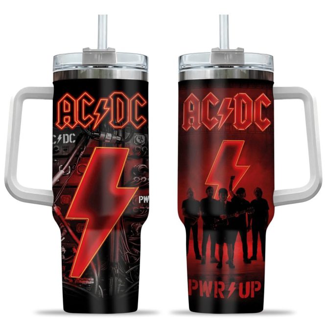 Ac/Dc Music Custom Stanley Quencher 40Oz Stainless Steel Tumbler With Handle - Image 2