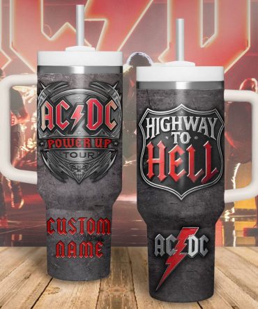 Ac/Dc Music Custom Stanley Quencher 40Oz Stainless Steel Tumbler With Handle