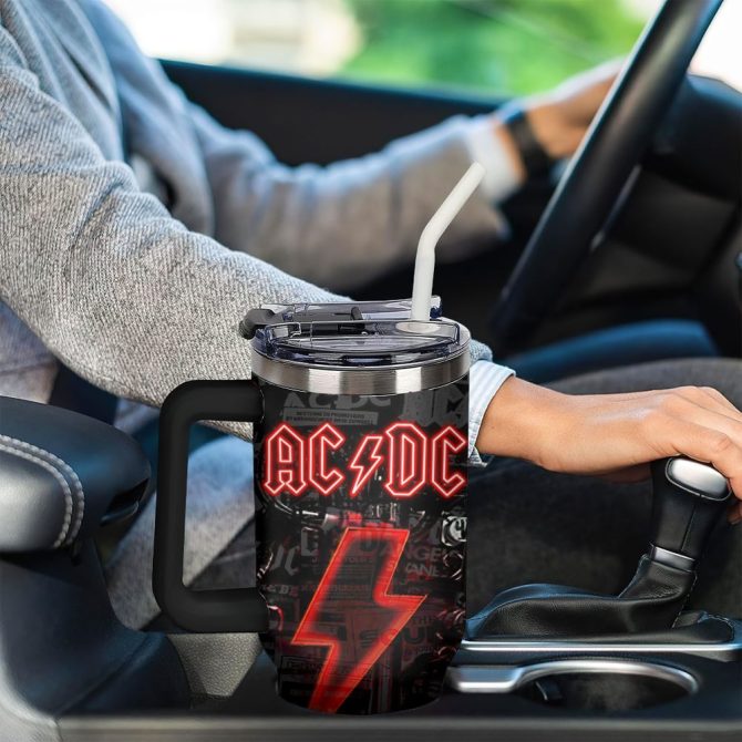 Ac/Dc Music Custom Stanley Quencher 40Oz Stainless Steel Tumbler With Handle - Image 6
