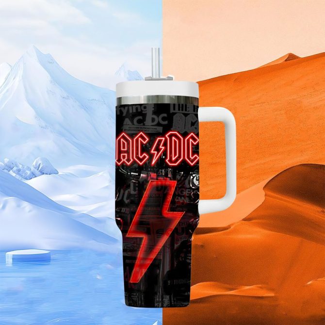 Ac/Dc Music Custom Stanley Quencher 40Oz Stainless Steel Tumbler With Handle - Image 8