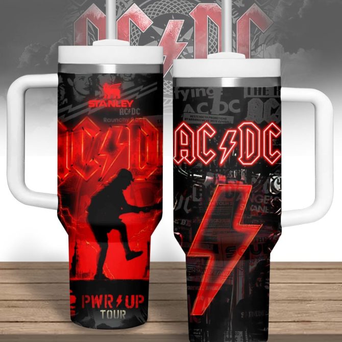 Ac/Dc Music Custom Stanley Quencher 40Oz Stainless Steel Tumbler With Handle