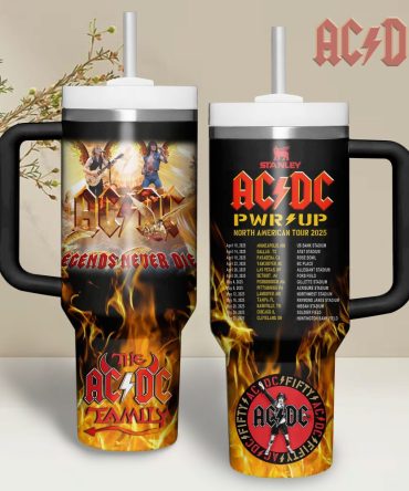 Ac/Dc Music Custom Stanley Quencher 40Oz Stainless Steel Tumbler With Handle