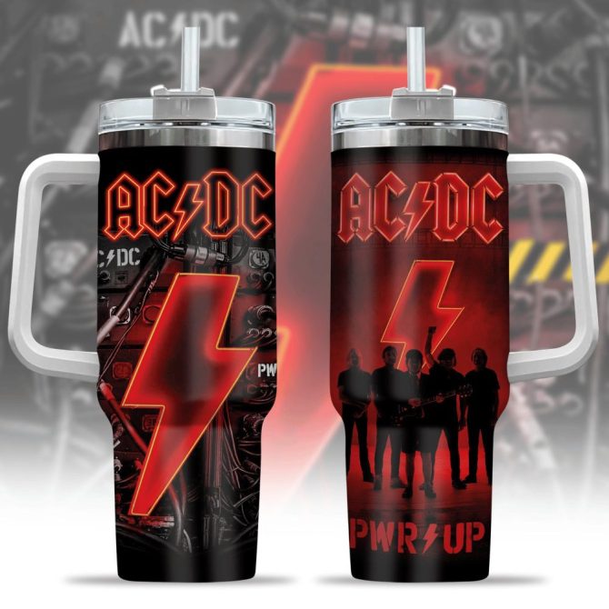 Ac/Dc Music Custom Stanley Quencher 40Oz Stainless Steel Tumbler With Handle