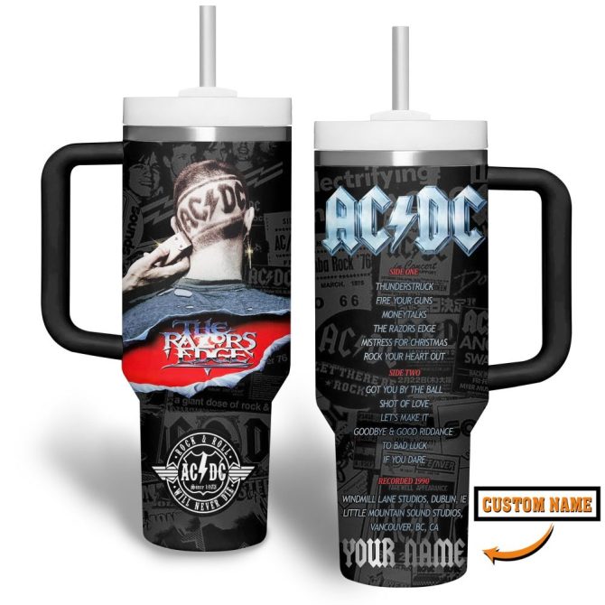 Ac/Dc Music Custom Stanley Quencher 40Oz Stainless Steel Tumbler With Handle - Image 2