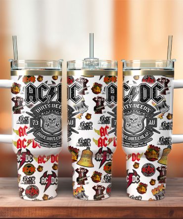Ac/Dc Music Custom Stanley Quencher 40Oz Stainless Steel Tumbler With Handle