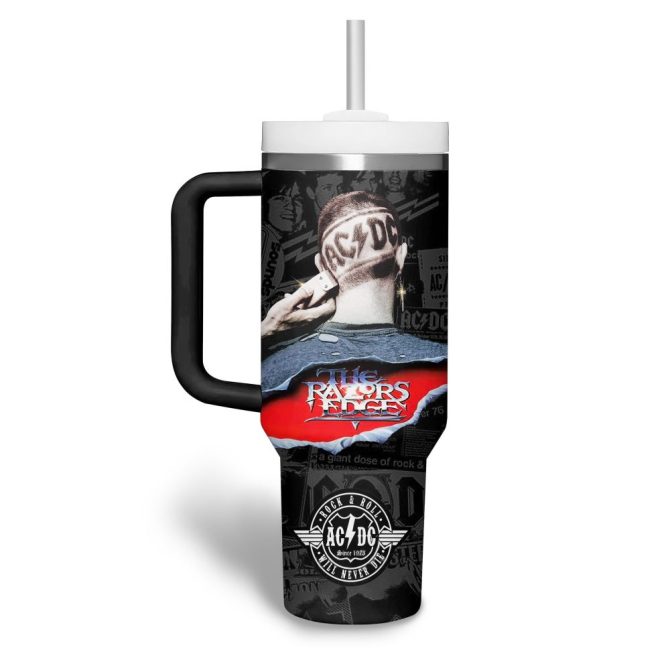 Ac/Dc Music Custom Stanley Quencher 40Oz Stainless Steel Tumbler With Handle - Image 3