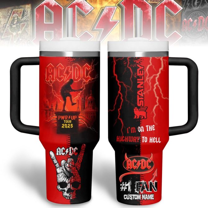 Ac/Dc Music Custom Stanley Quencher 40Oz Stainless Steel Tumbler With Handle - Image 2