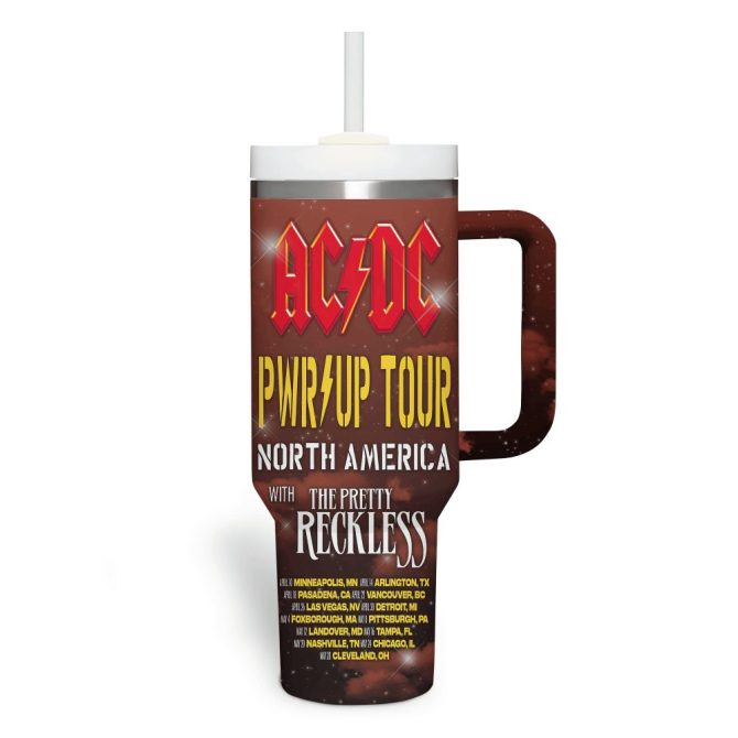 Ac/Dc Music Custom Stanley Quencher 40Oz Stainless Steel Tumbler With Handle - Image 3