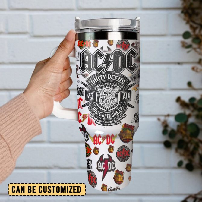 Ac/Dc Music Custom Stanley Quencher 40Oz Stainless Steel Tumbler With Handle - Image 3