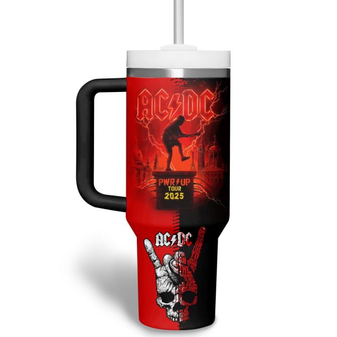 Ac/Dc Music Custom Stanley Quencher 40Oz Stainless Steel Tumbler With Handle - Image 4
