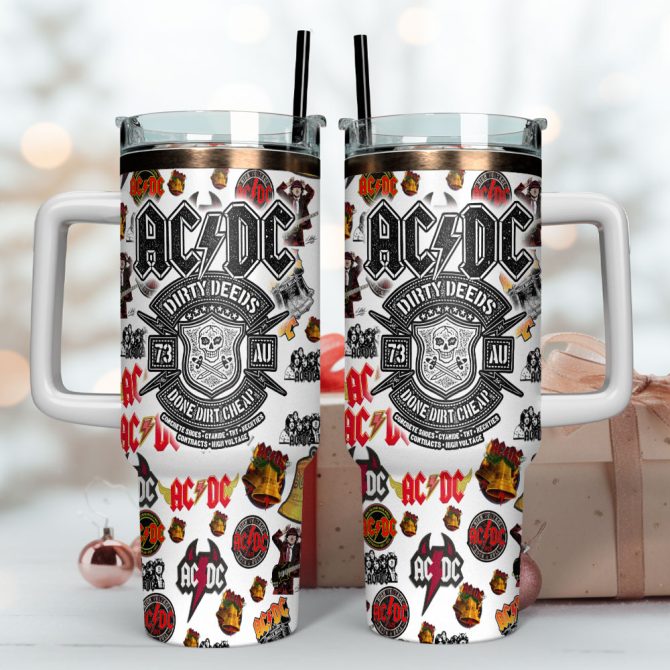 Ac/Dc Music Custom Stanley Quencher 40Oz Stainless Steel Tumbler With Handle - Image 4