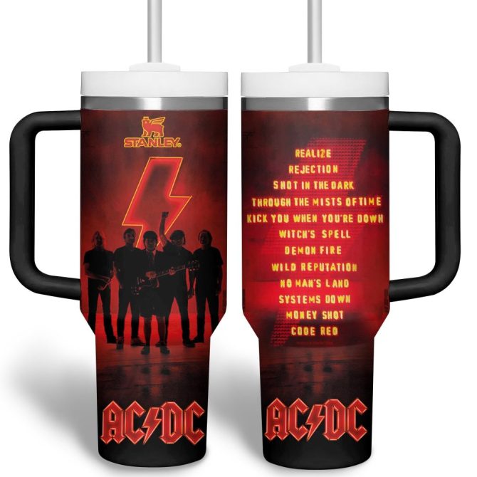 Ac/Dc Music Custom Stanley Quencher 40Oz Stainless Steel Tumbler With Handle - Image 2
