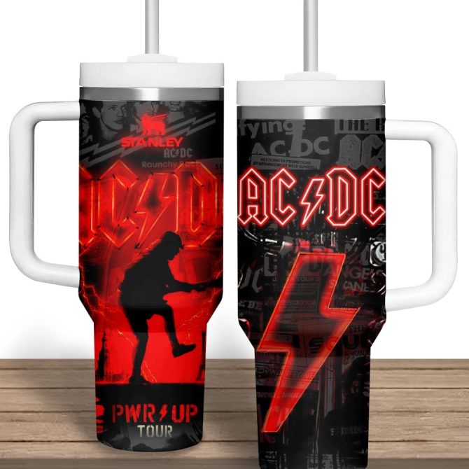 Ac/Dc Music Custom Stanley Quencher 40Oz Stainless Steel Tumbler With Handle - Image 2