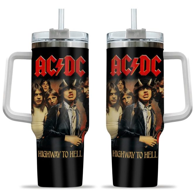 Ac/Dc Music Custom Stanley Quencher 40Oz Stainless Steel Tumbler With Handle - Image 2