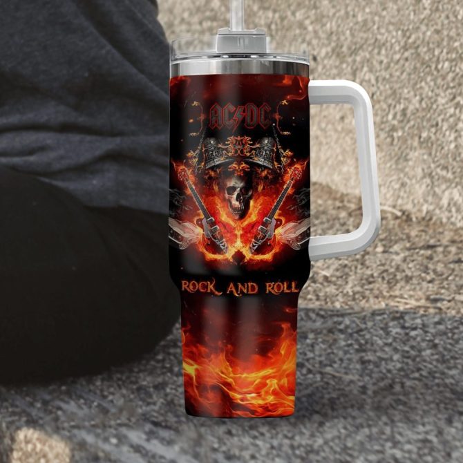 Ac/Dc Music Custom Stanley Quencher 40Oz Stainless Steel Tumbler With Handle - Image 3