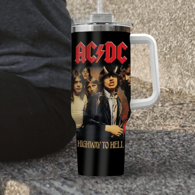 Ac/Dc Music Custom Stanley Quencher 40Oz Stainless Steel Tumbler With Handle - Image 3