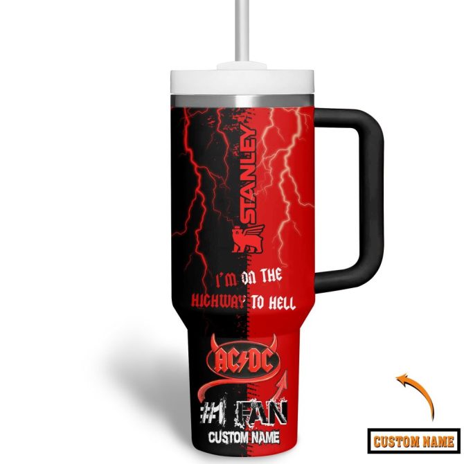 Ac/Dc Music Custom Stanley Quencher 40Oz Stainless Steel Tumbler With Handle - Image 3
