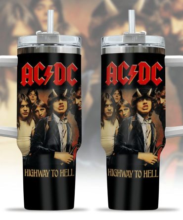 Ac/Dc Music Custom Stanley Quencher 40Oz Stainless Steel Tumbler With Handle