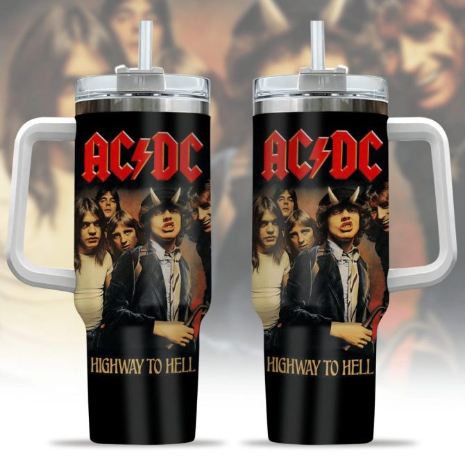Ac/Dc Music Custom Stanley Quencher 40Oz Stainless Steel Tumbler With Handle