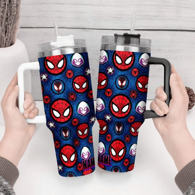 Across The Spider-Verse Movies Custom Stanley Quencher 40Oz Stainless Steel Tumbler With Handle - Image 2