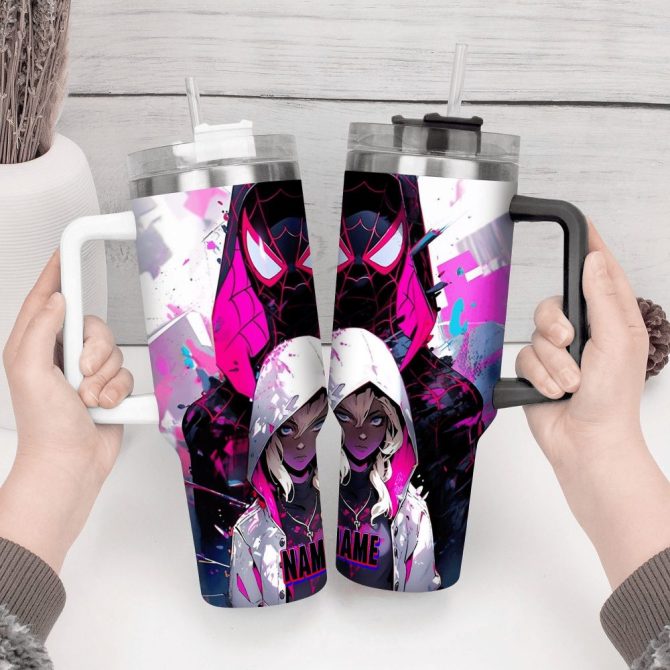 Across The Spider-Verse Movies Custom Stanley Quencher 40Oz Stainless Steel Tumbler With Handle - Image 3