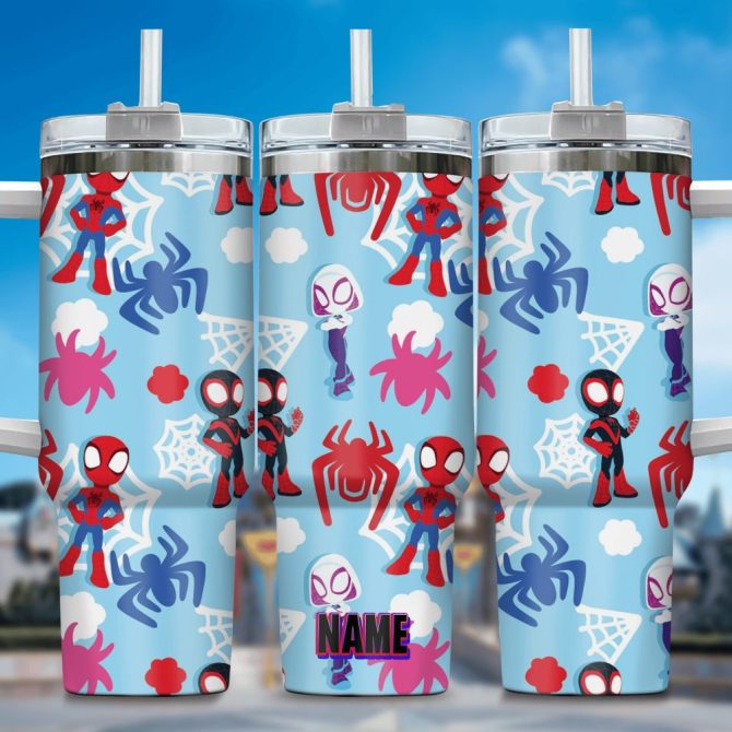 Across The Spider-Verse Movies Custom Stanley Quencher 40Oz Stainless Steel Tumbler With Handle