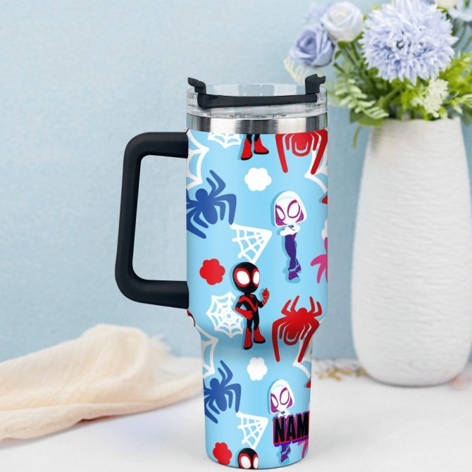 Across The Spider-Verse Movies Custom Stanley Quencher 40Oz Stainless Steel Tumbler With Handle - Image 2