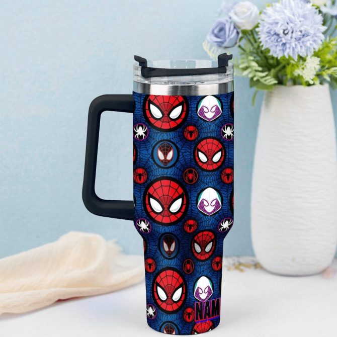 Across The Spider-Verse Movies Custom Stanley Quencher 40Oz Stainless Steel Tumbler With Handle - Image 3