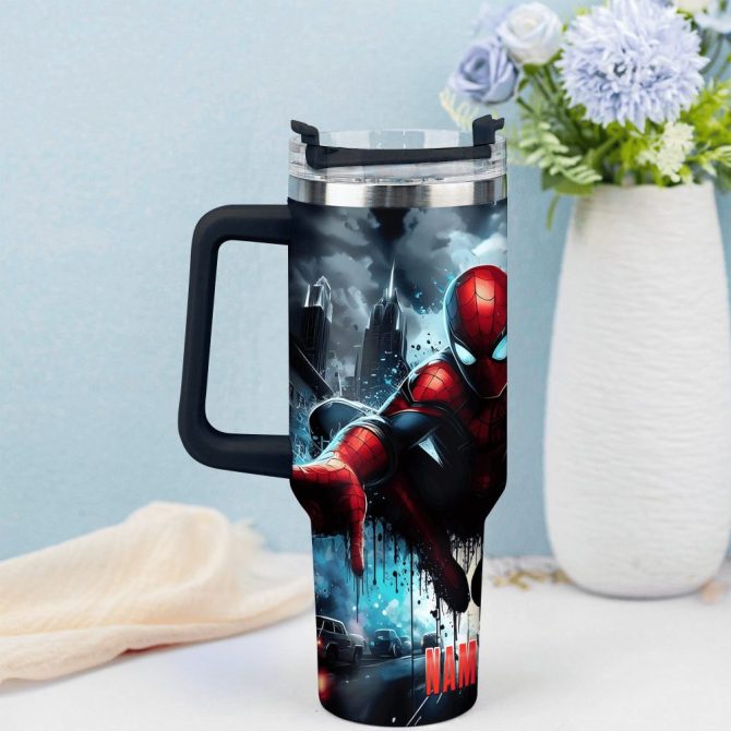 Across The Spider-Verse Movies Custom Stanley Quencher 40Oz Stainless Steel Tumbler With Handle - Image 4