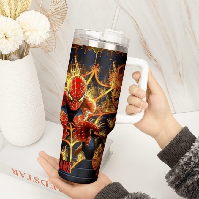 Across The Spider-Verse Movies Custom Stanley Quencher 40Oz Stainless Steel Tumbler With Handle - Image 4
