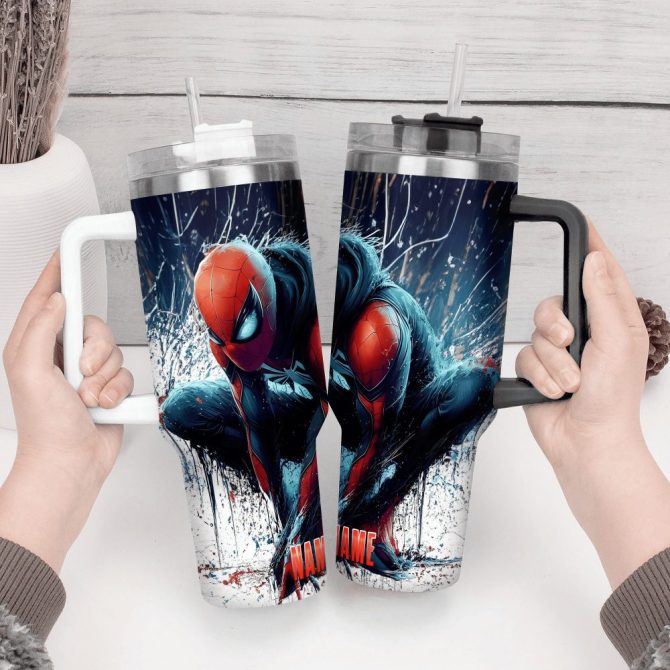 Across The Spider-Verse Movies Custom Stanley Quencher 40Oz Stainless Steel Tumbler With Handle - Image 4