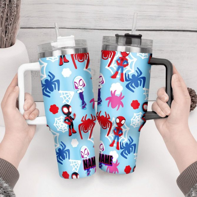Across The Spider-Verse Movies Custom Stanley Quencher 40Oz Stainless Steel Tumbler With Handle - Image 3