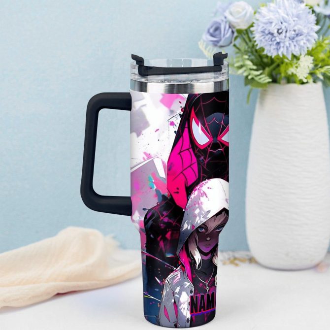 Across The Spider-Verse Movies Custom Stanley Quencher 40Oz Stainless Steel Tumbler With Handle - Image 2