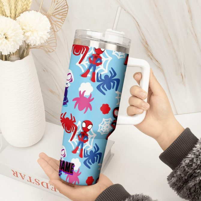 Across The Spider-Verse Movies Custom Stanley Quencher 40Oz Stainless Steel Tumbler With Handle - Image 4