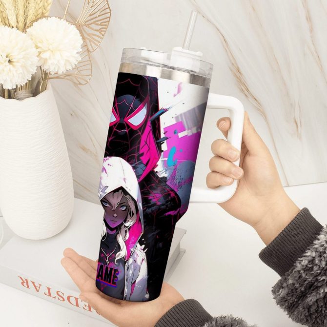 Across The Spider-Verse Movies Custom Stanley Quencher 40Oz Stainless Steel Tumbler With Handle - Image 4