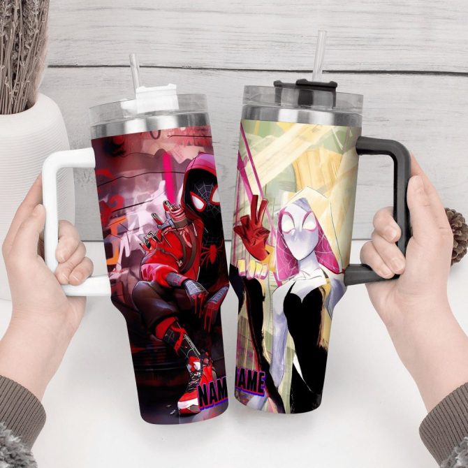 Across The Spider-Verse Movies Custom Stanley Quencher 40Oz Stainless Steel Tumbler With Handle - Image 3