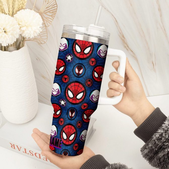 Across The Spider-Verse Movies Custom Stanley Quencher 40Oz Stainless Steel Tumbler With Handle - Image 4