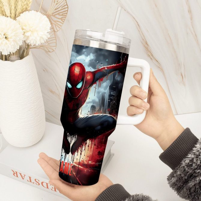 Across The Spider-Verse Movies Custom Stanley Quencher 40Oz Stainless Steel Tumbler With Handle - Image 3