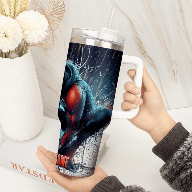 Across The Spider-Verse Movies Custom Stanley Quencher 40Oz Stainless Steel Tumbler With Handle - Image 2