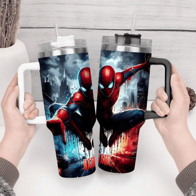 Across The Spider-Verse Movies Custom Stanley Quencher 40Oz Stainless Steel Tumbler With Handle - Image 2
