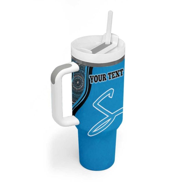Adelaide Strikers Indigenous Art #8211; Grunge Style Custom Stanley Quencher 40Oz Stainless Steel Tumbler With Handle - Image 3