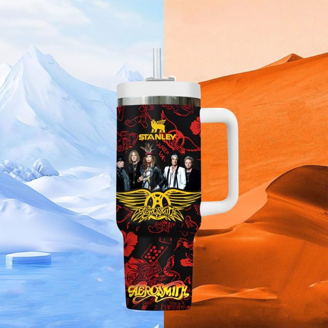 Aerosmith Music Custom Stanley Quencher 40Oz Stainless Steel Tumbler With Handle - Image 3